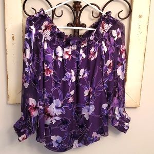 Off the Shoulder Silk Burnout Top